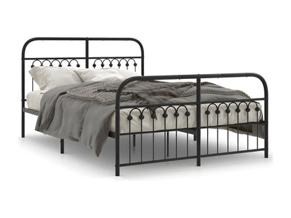 Struttura letto in metallo nero con testiera, 137 x 190 cm