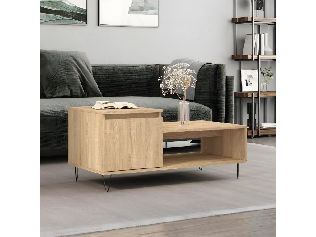 Tavolino da caffè in legno ingegnerizzato marrone, 100 x 50 x 45 cm