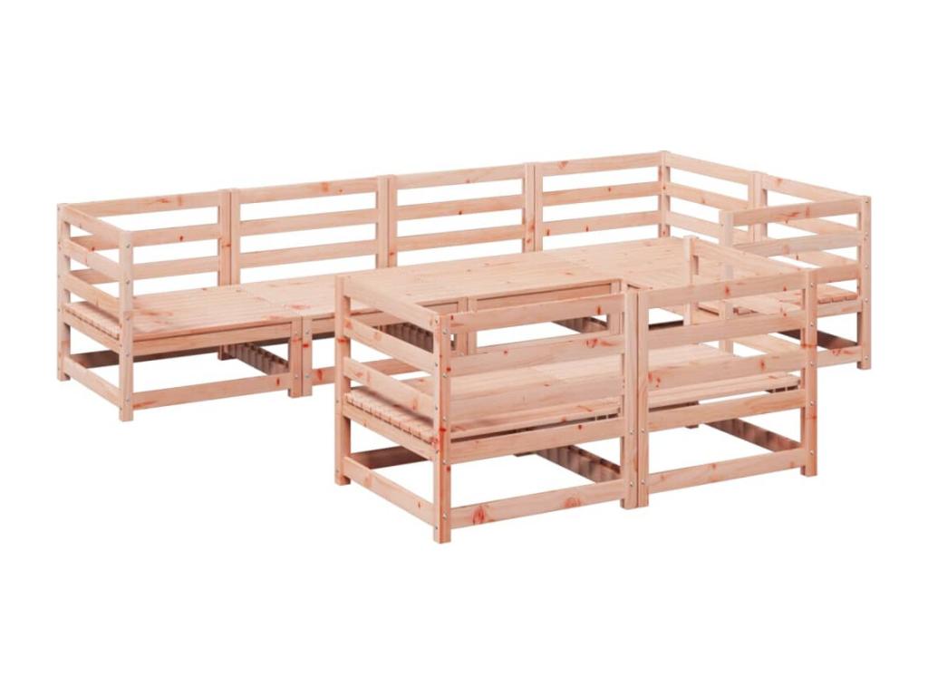 Set di mobili da esterno in legno massello marrone da 7 pezzi