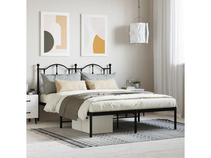 Struttura letto in metallo nero con testiera, 135 x 190 cm