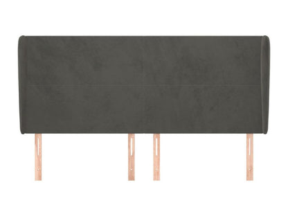 Testiera in velluto grigio, 163 x 23 x 118/128 cm