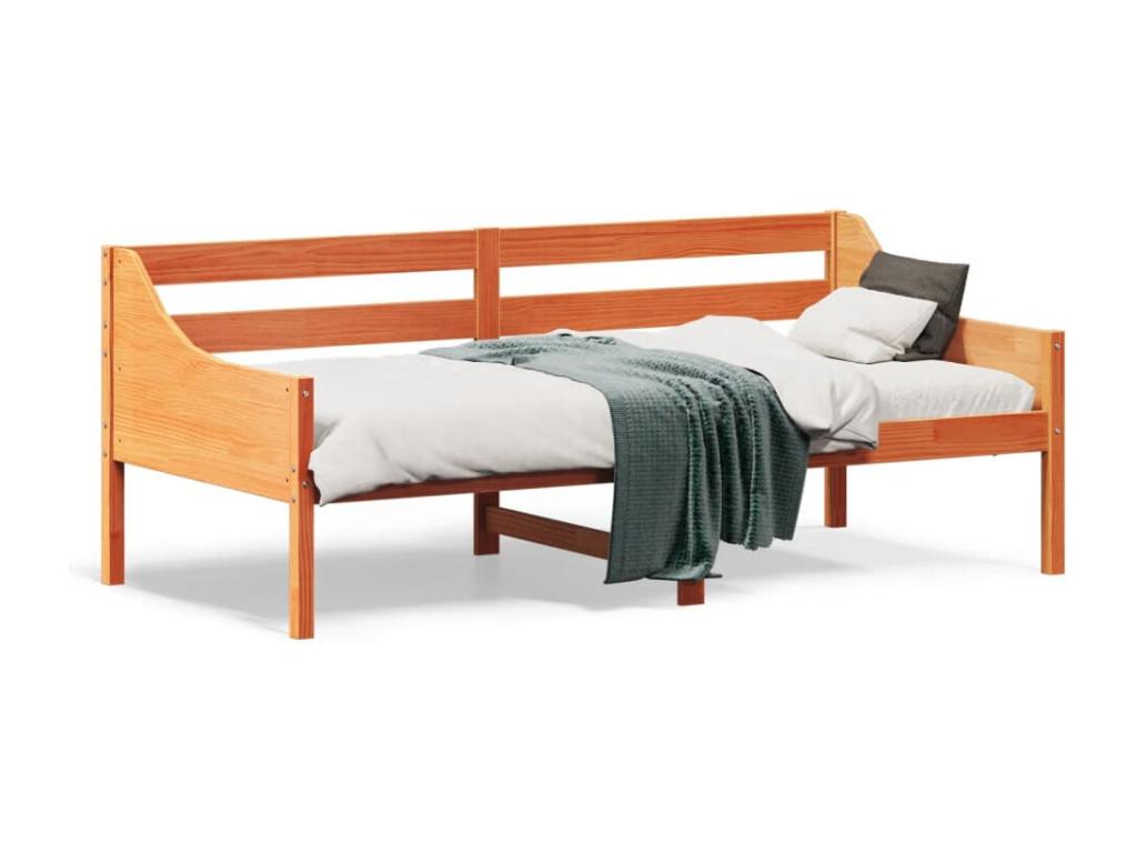 Letto in legno massello di pino marrone, 75 x 190 cm