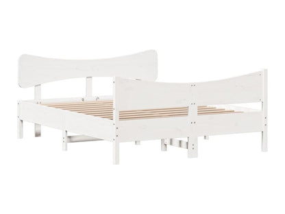 Struttura letto in legno massello di pino bianco con testiera