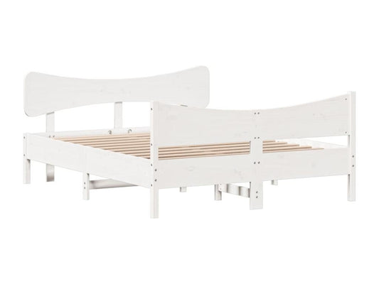 Struttura letto in legno massello di pino bianco con testiera