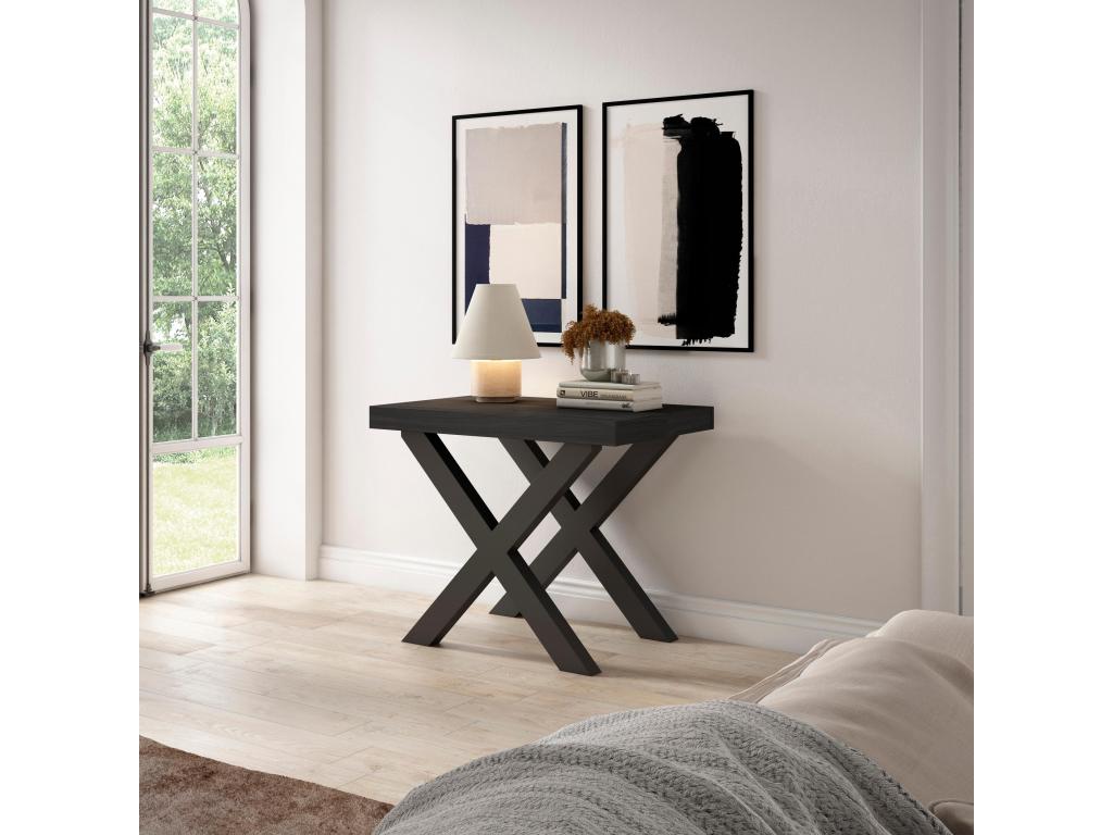 Tavolo consolle estensibile in legno massello nero