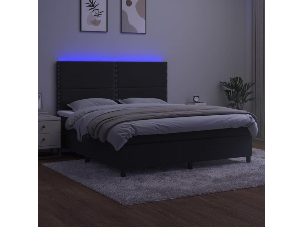 Base per letto LED nera, 180 x 200 cm