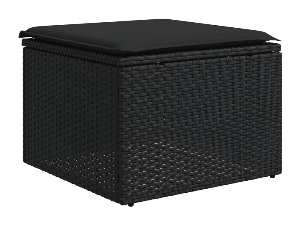 Set di mobili da esterno in resina intrecciata nera da 13 pezzi con cuscini