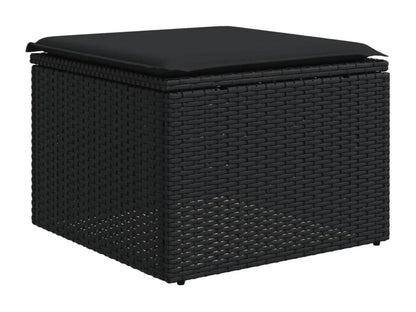 Set di mobili da esterno in resina intrecciata nera da 13 pezzi con cuscini