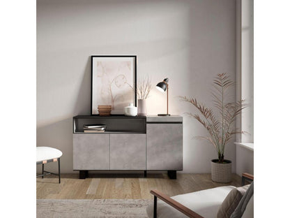 Credenza grigia in stile industriale, 150 x 87 x 35 cm