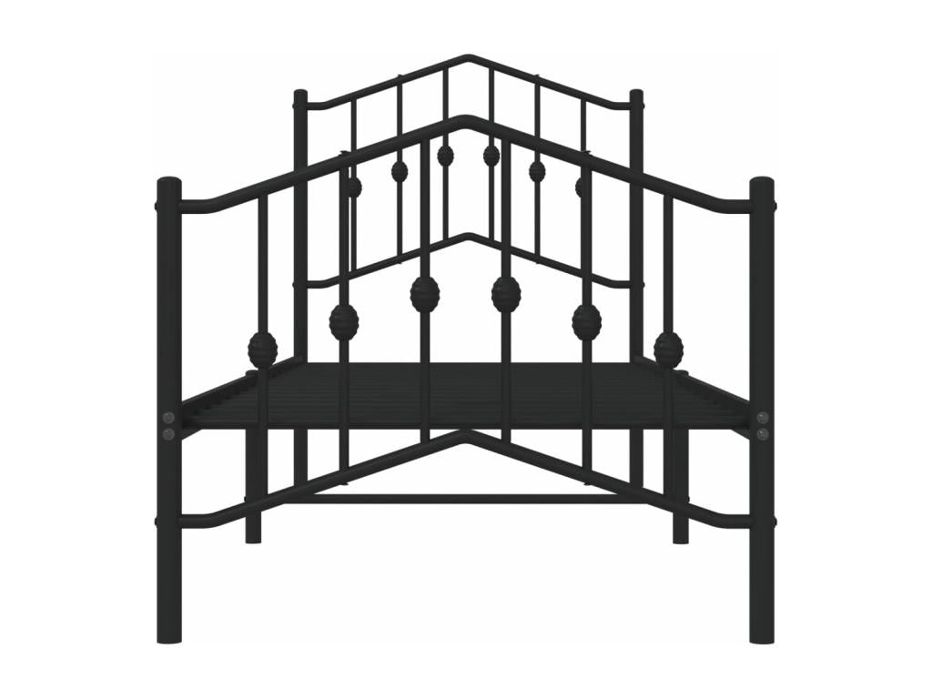 Struttura letto in metallo nero con testiera, 75 x 190 cm