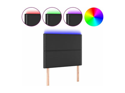 Testiera LED in similpelle nera, 90 x 5 x 118/128 cm