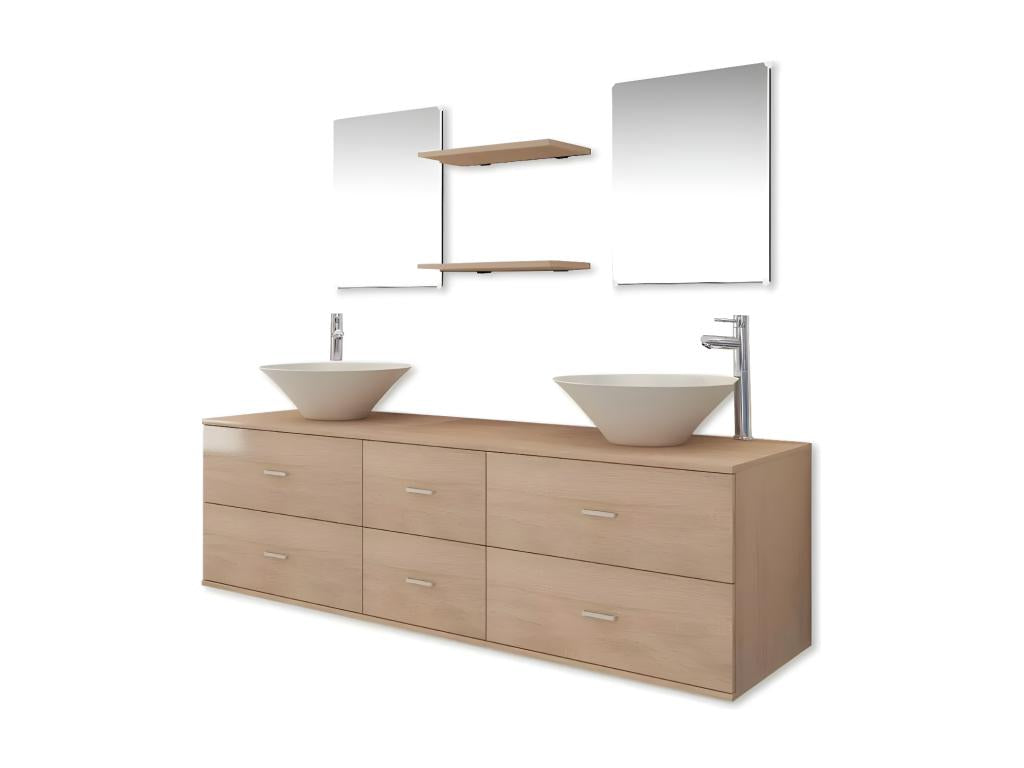 Set di 15 mobili da bagno beige