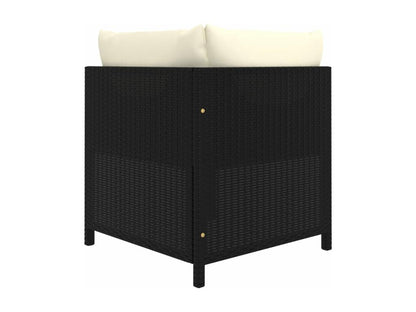 Set di mobili da esterno in resina intrecciata nera da 5 pezzi con cuscini