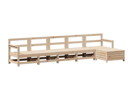 Set di mobili da esterno in legno massello di pino marrone da 6 pezzi