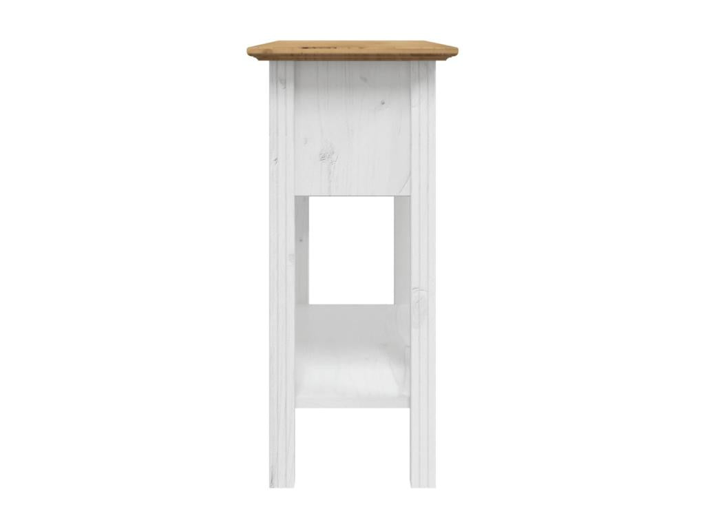 Tavolo consolle in legno massello di pino marrone, 90 x 34,5 x 73 cm