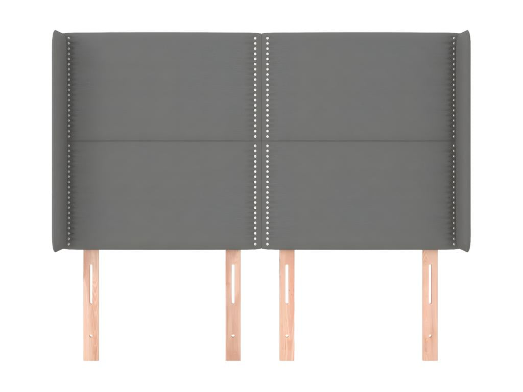 Testiera in tessuto grigio, 147 x 16 x 118/128 cm