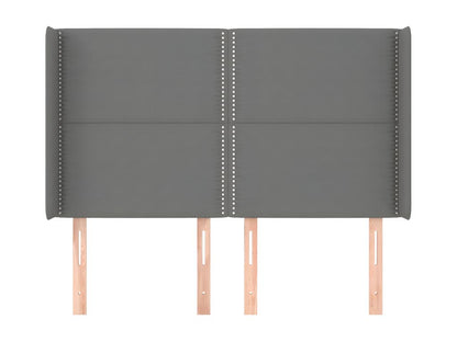 Testiera in tessuto grigio, 147 x 16 x 118/128 cm