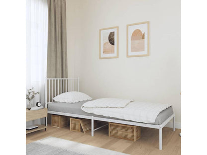 Struttura letto in metallo bianco con testiera, 90 x 190 cm