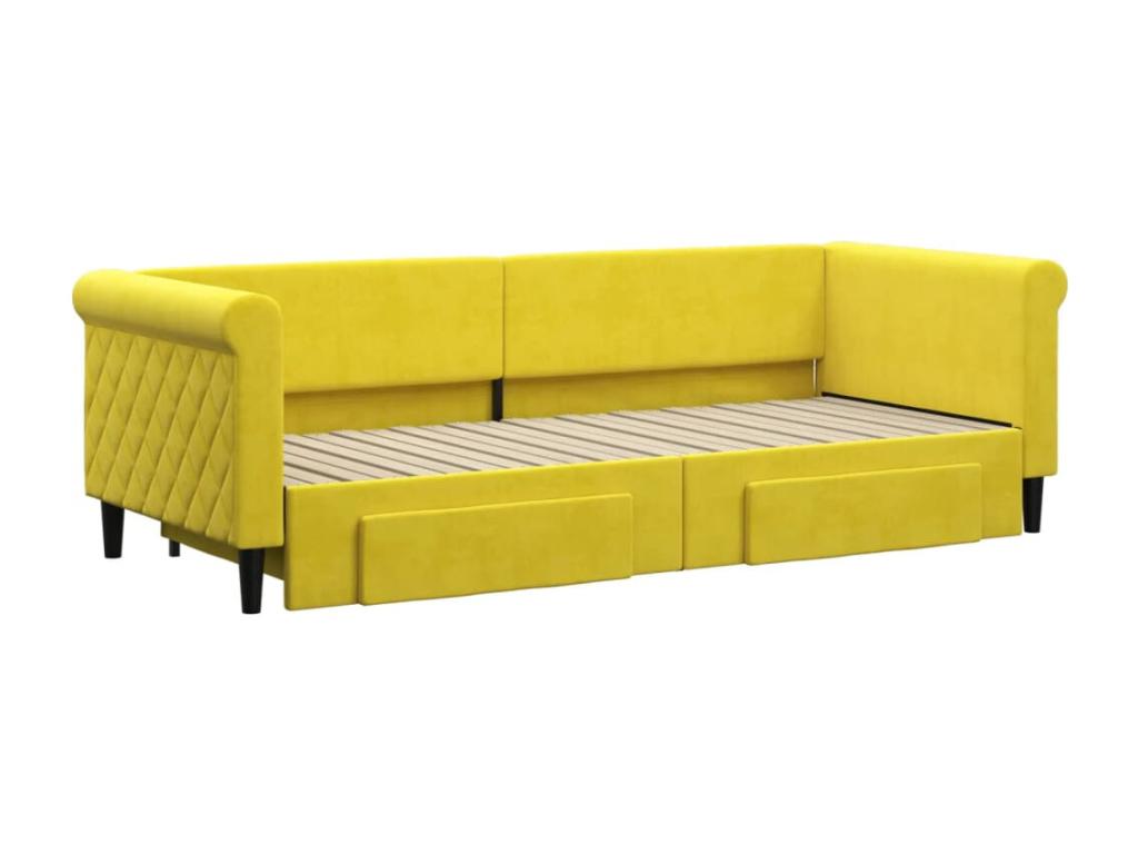 Letto in velluto giallo, 80 x 200 cm