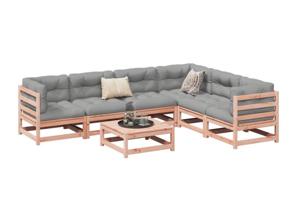 Set di mobili da esterno in legno massello marrone da 7 pezzi