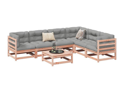 Set di mobili da esterno in legno massello marrone da 7 pezzi