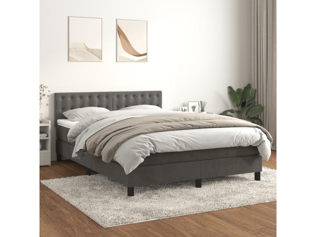 Base per letto in velluto grigio, 140 x 200 cm