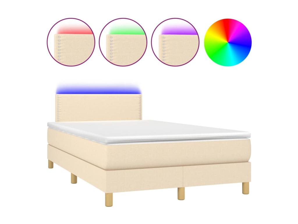 Base per letto in tessuto color crema a LED, 120 x 200 cm