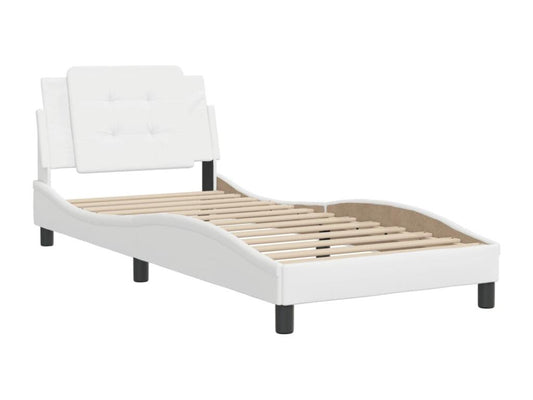 Struttura letto in similpelle bianca, 90 x 200 cm