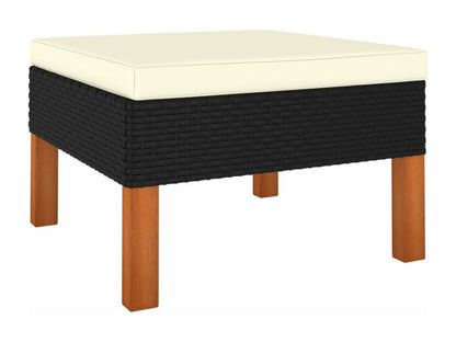 Set di mobili da esterno in resina intrecciata nera da 6 pezzi con cuscini