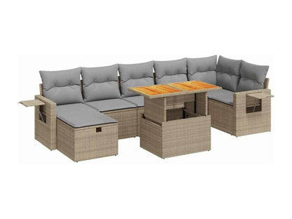 Set di mobili da esterno in resina intrecciata beige da 5 pezzi con cuscini