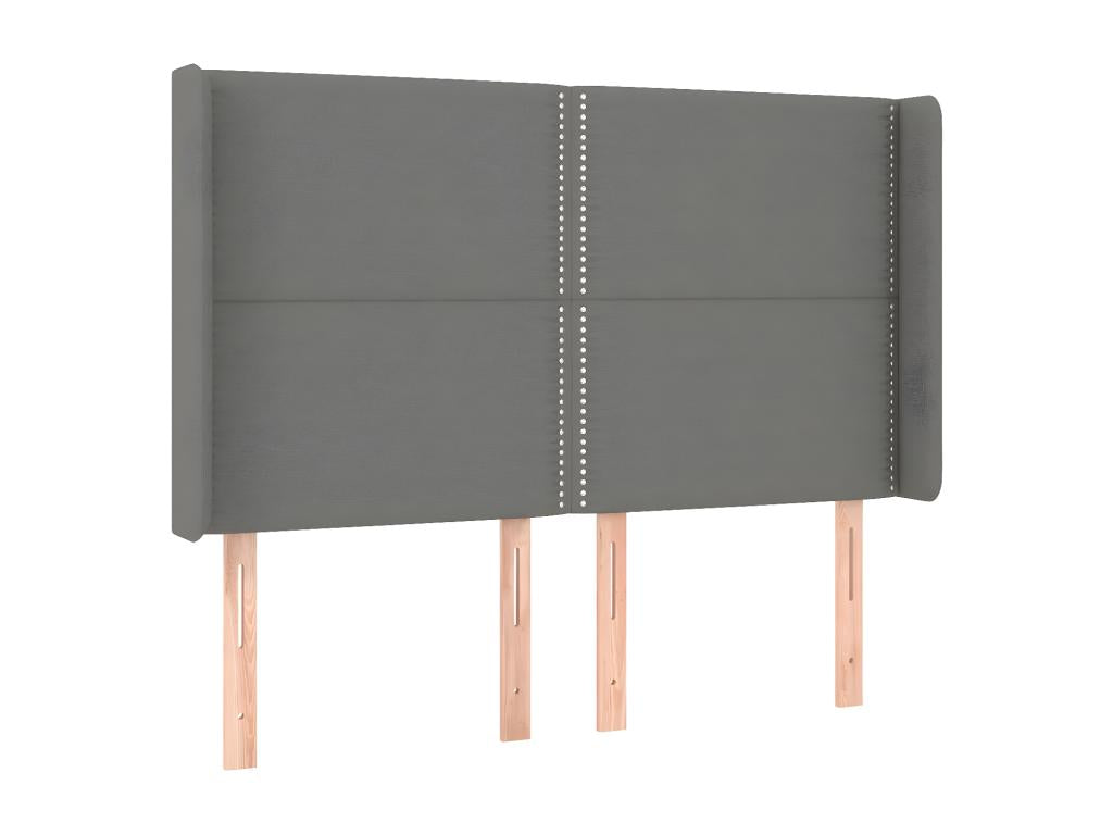 Testiera in tessuto grigio, 147 x 16 x 118/128 cm