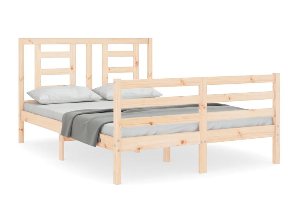 Struttura letto in legno massello marrone con testiera, 120 x 200 cm