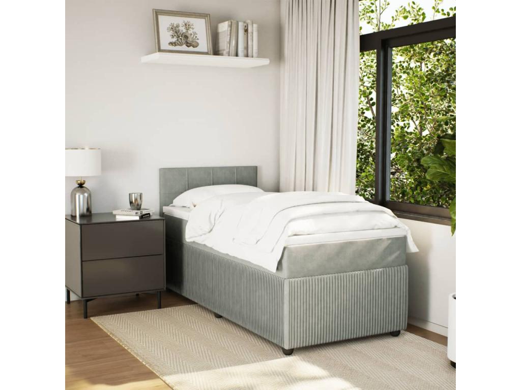 Base per letto in velluto grigio, 90 x 190 cm