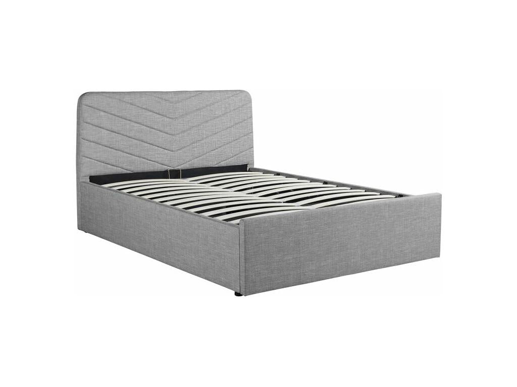 Struttura letto in tessuto grigio con testiera, 140 x 190 cm