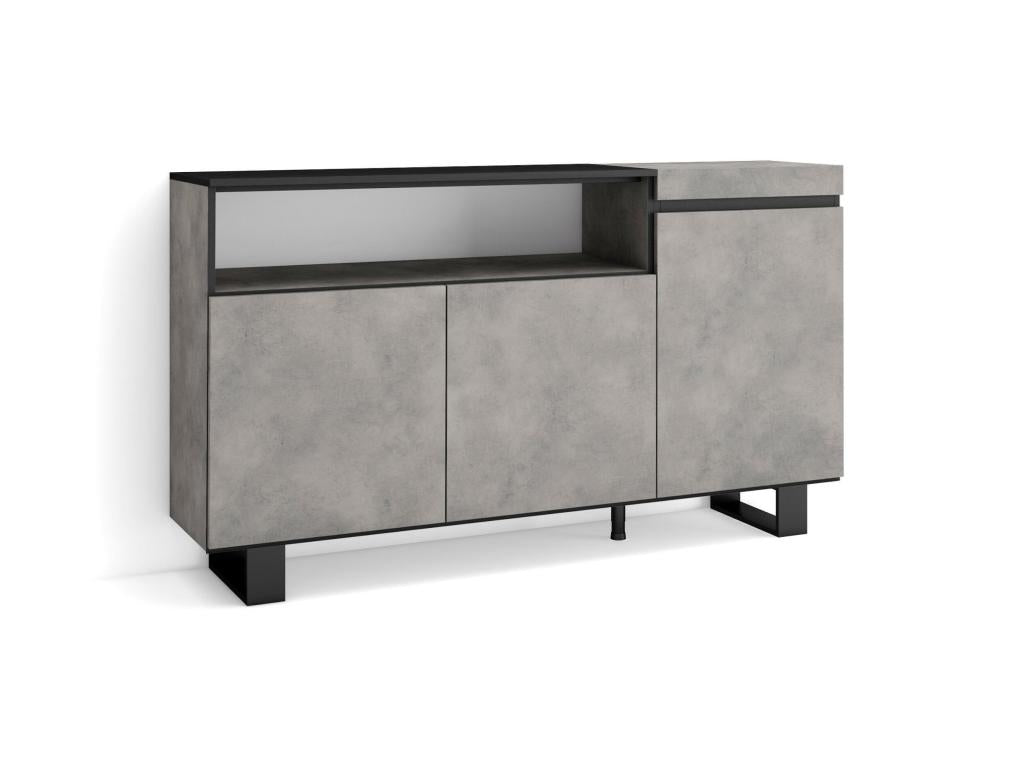Credenza grigia in stile industriale, 150 x 87 x 35 cm