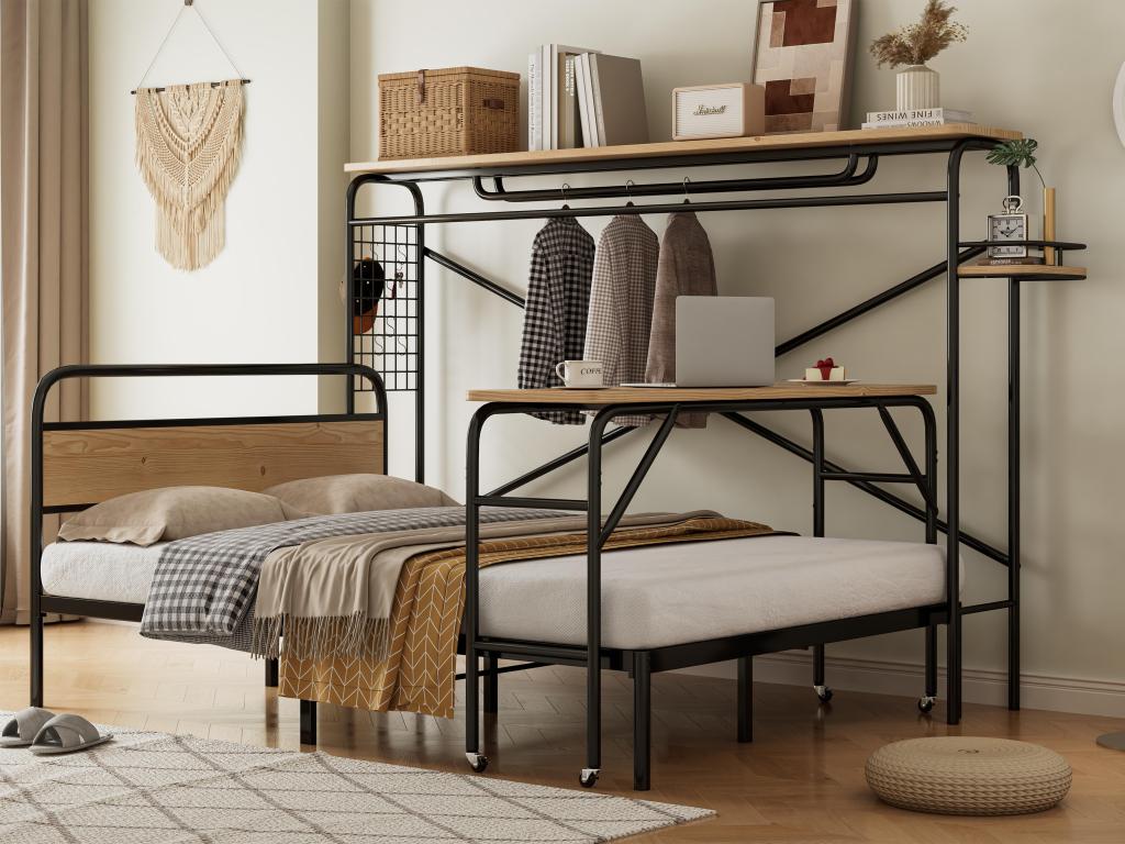 Letto in MDF nero, 140 x 200 cm