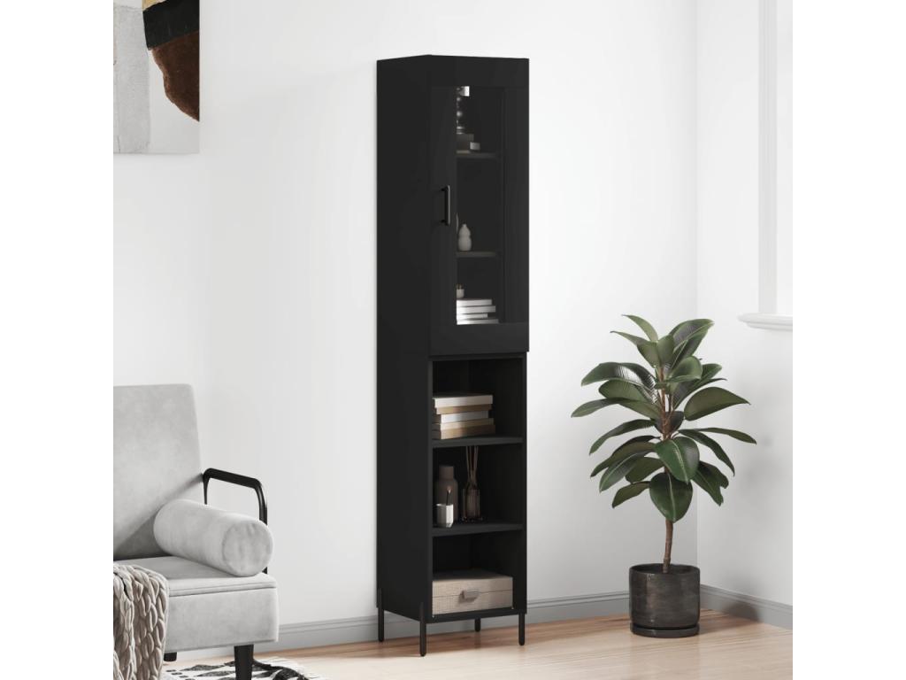 Credenza in legno ingegnerizzato nero, 34,5 x 34 x 180 cm