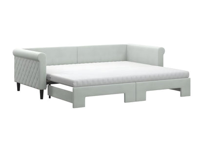 Letto in velluto grigio, 90 x 200 cm
