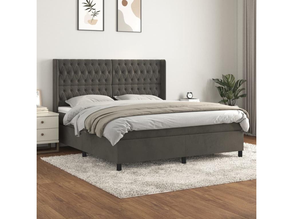 Base per letto in velluto grigio, 180 x 200 cm
