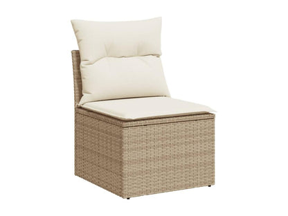 Set di mobili da esterno in resina intrecciata beige da 13 pezzi con cuscini
