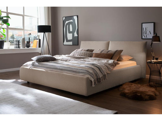 Letto in velluto color talpa