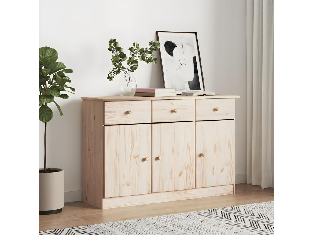 Credenza in legno massello marrone, 112 x 35 x 73 cm