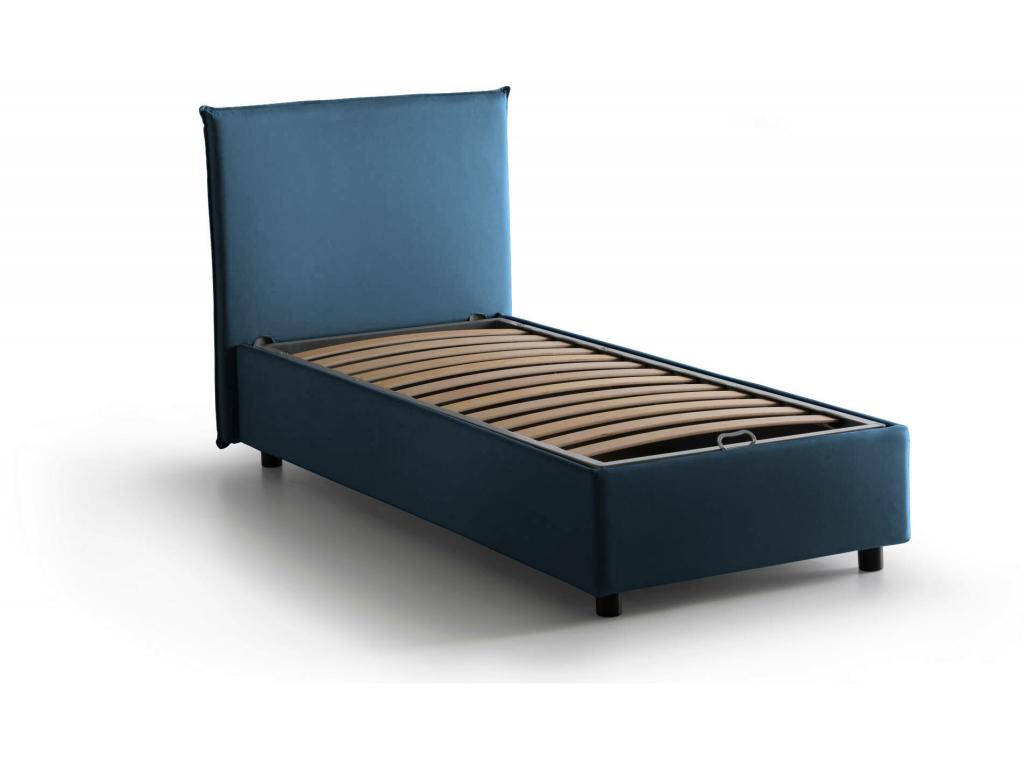 Letto in tessuto blu, 140 x 190 cm
