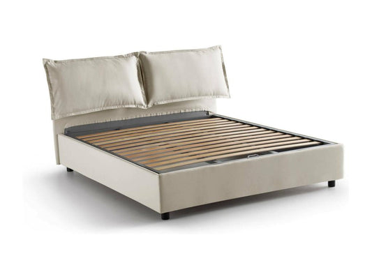 Letto in tessuto beige, 160 x 200 cm