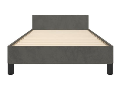 Struttura letto in velluto grigio con testiera, 80 x 200 cm