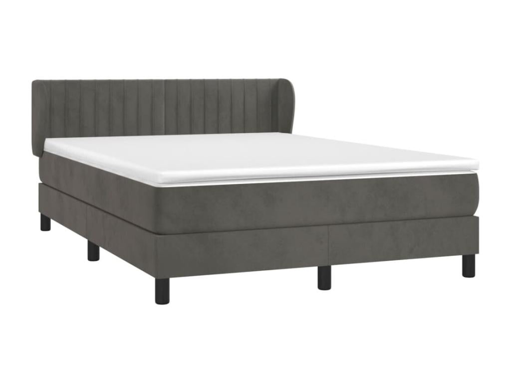 Base per letto in velluto grigio, 140 x 190 cm