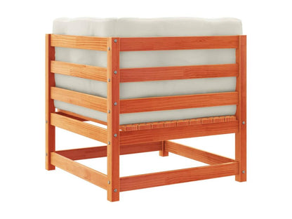 Set di mobili da esterno in legno massello di pino marrone da 6 pezzi con cuscini